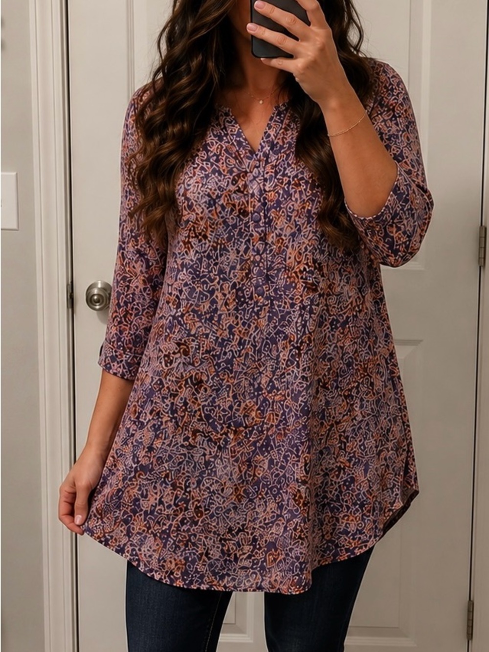 Women’s Purple Floral Print Tunic